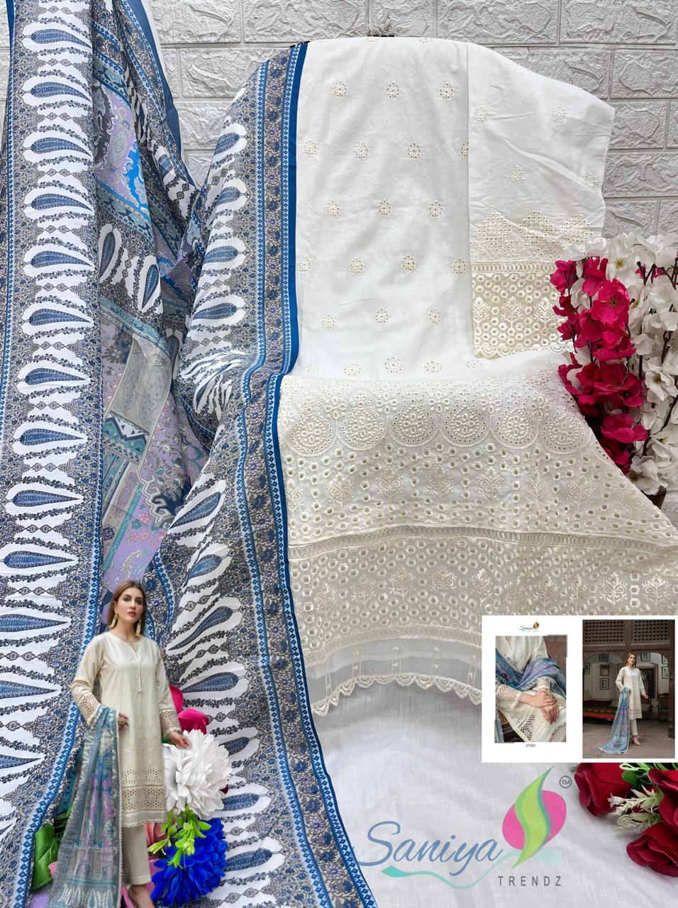 Maria B Chikankari Vol 27 By Saniya Cotton Pakistani Suits Wholesale Market In Surat
